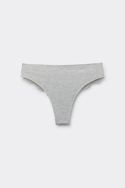 Grey Laser Cut Organic Cotton Brazilian Briefs, Light Grey Blend, large image number 4