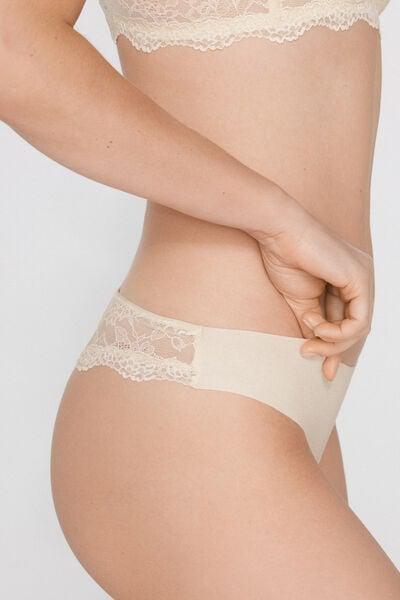 Cream Laser Cut Organic Cotton Brazilian Briefs, Ivory Cream, large image number 3