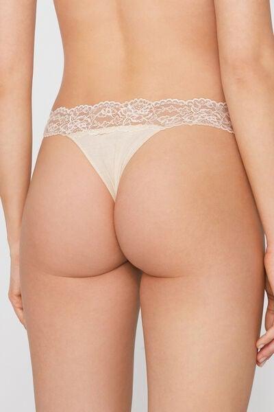 Cream Openwork Cotton Brazilian Briefs, Ivory Cream, large image number 2