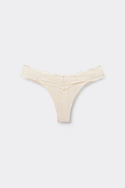 Cream Openwork Cotton Brazilian Briefs, Ivory Cream, large image number 4