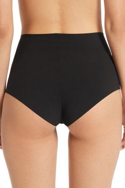 Tezenis - Black High-Waisted Laser Cut Microfibre French Knickers