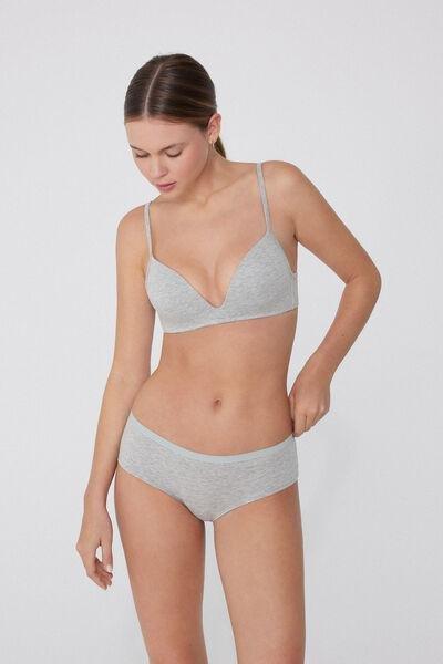 Grey High leg Cotton French Knickers, Light Grey Blend, large image number 7