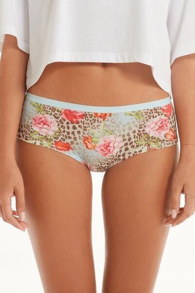 Blue Floral Cotton French Knickers, , large image number 2