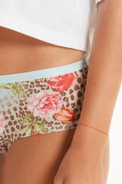 Blue Floral Cotton French Knickers, , large image number 4