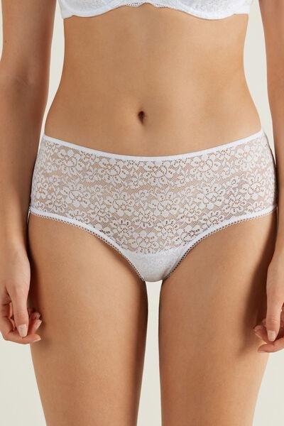 White Recycled Lace French Knickers, Women, , large image number 0