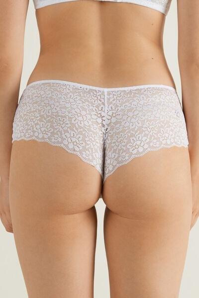 White Recycled Lace French Knickers, Women, , large image number 2