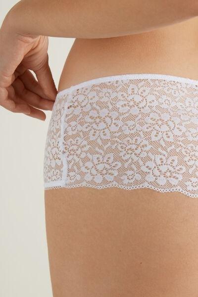 White Recycled Lace French Knickers, Women, , large image number 3