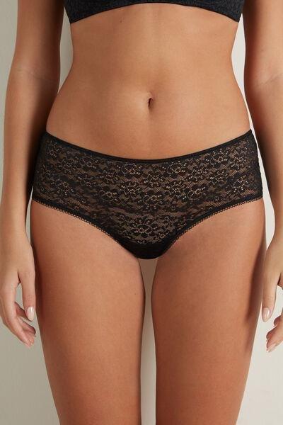 Tezenis - Black Recycled Lace French Knickers