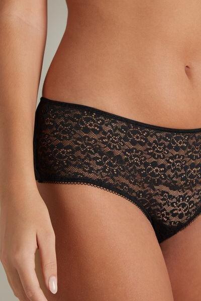 Black Recycled Lace French Knickers, , large image number 3