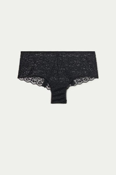 Black Recycled Lace French Knickers, , large image number 4