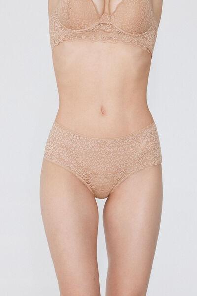 Beige Lace-Detailed Boy Shorts, Natural Blush, medium