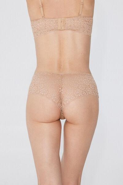 Beige Lace-Detailed Boy Shorts, Natural Blush, large image number 1