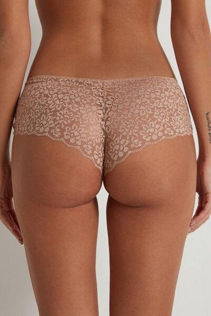 Beige Recycled Lace French Knickers