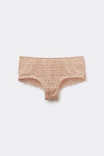 Beige Lace-Detailed Boy Shorts, Natural Blush, large image number 4