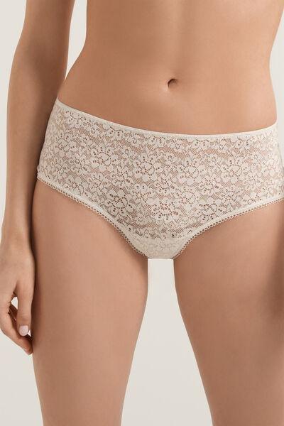 Ivory Cream Recycled Lace French Knickers, Women, , large image number 0