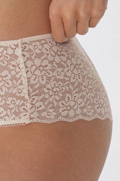 Cream Lace-Detailed Boy Shorts, Ivory Cream, large image number 3