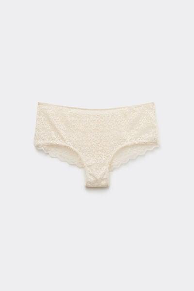 Cream Lace-Detailed Boy Shorts, Ivory Cream, large image number 4