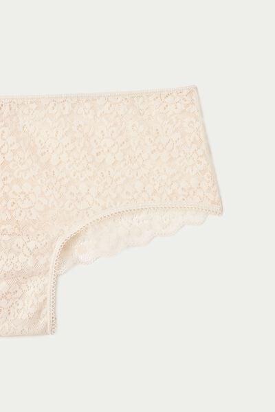 Cream Lace-Detailed Boy Shorts, Ivory Cream, large image number 6