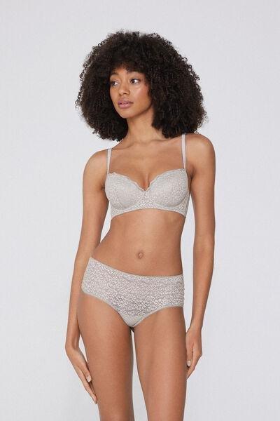 Grey Recycled Lace French Knickers, , medium