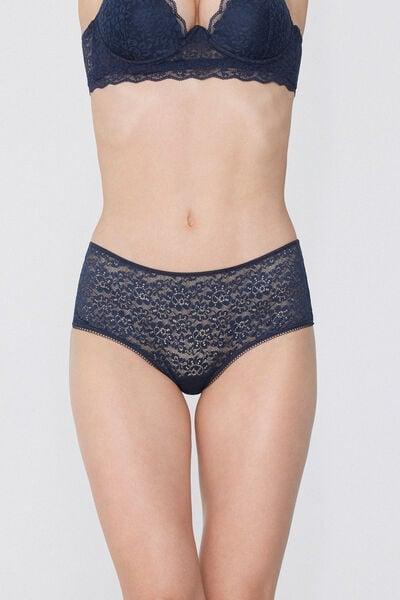 Navy Lace-Detailed Boy Shorts, Absolute Blue, large image number 1