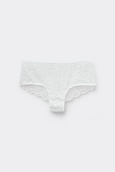 White Recycled Lace French Knickers, White, large image number 2