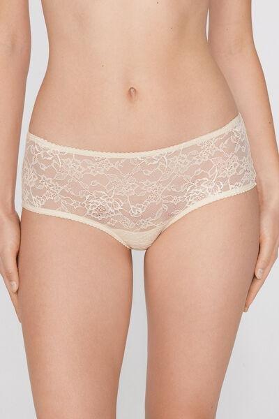 Cream Recycled Lace French Knickers, Ivory Cream, large image number 1