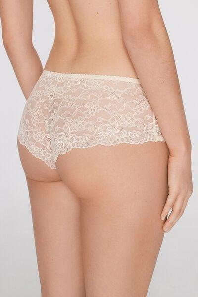 Cream Recycled Lace French Knickers, Ivory Cream, medium