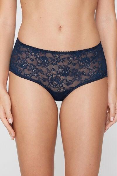 Navy Recycled Lace French Knickers, Absolute Blue, large image number 1