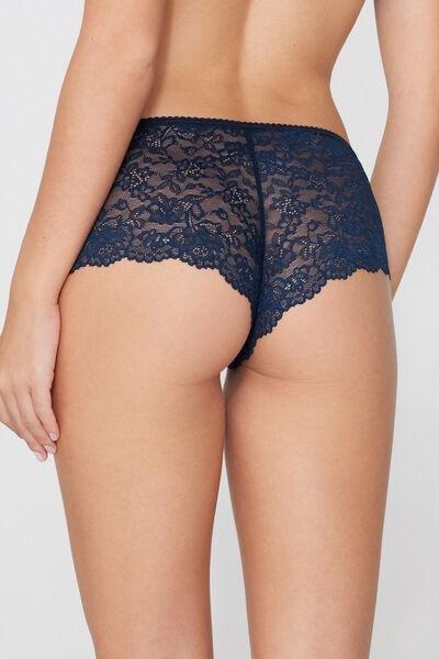 Navy Recycled Lace French Knickers, Absolute Blue, large image number 2
