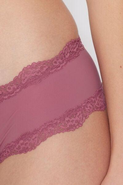 Pink Recycled Lace And Microfibre French Knickers, 5701_179Z, large image number 2