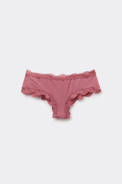 Pink Recycled Lace And Microfibre French Knickers, 5701_179Z, large image number 4