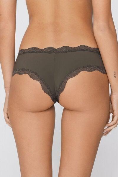 Green Recycled Lace And Microfibre French Knickers, 5701_226Z, large image number 2