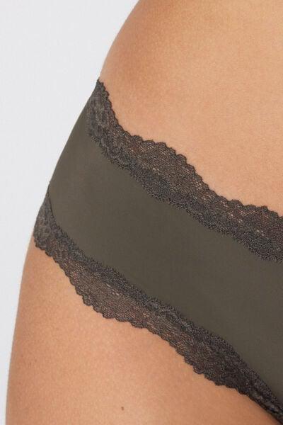 Green Recycled Lace And Microfibre French Knickers, 5701_226Z, large image number 3