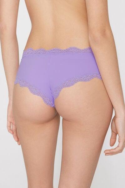 Purple Recycled Lace And Microfibre French Knickers, 5701_307Z, large image number 2