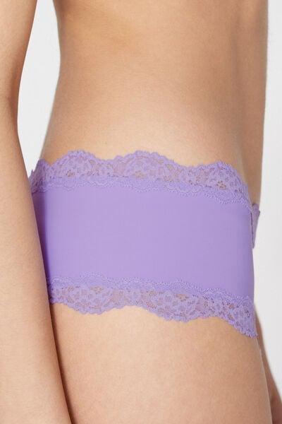 Purple Recycled Lace And Microfibre French Knickers, 5701_307Z, large image number 3
