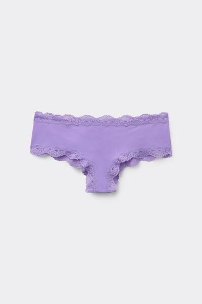 Purple Recycled Lace And Microfibre French Knickers, 5701_307Z, large image number 4