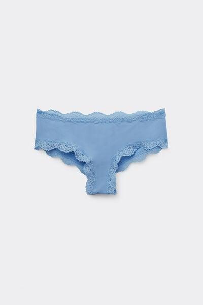 Blue Recycled Lace And Microfibre French Knickers, 5701_393Z, large image number 4