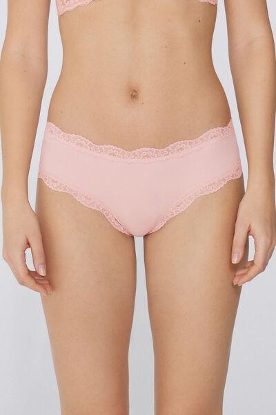 Pink Recycled Lace French Knickers, , large image number 1