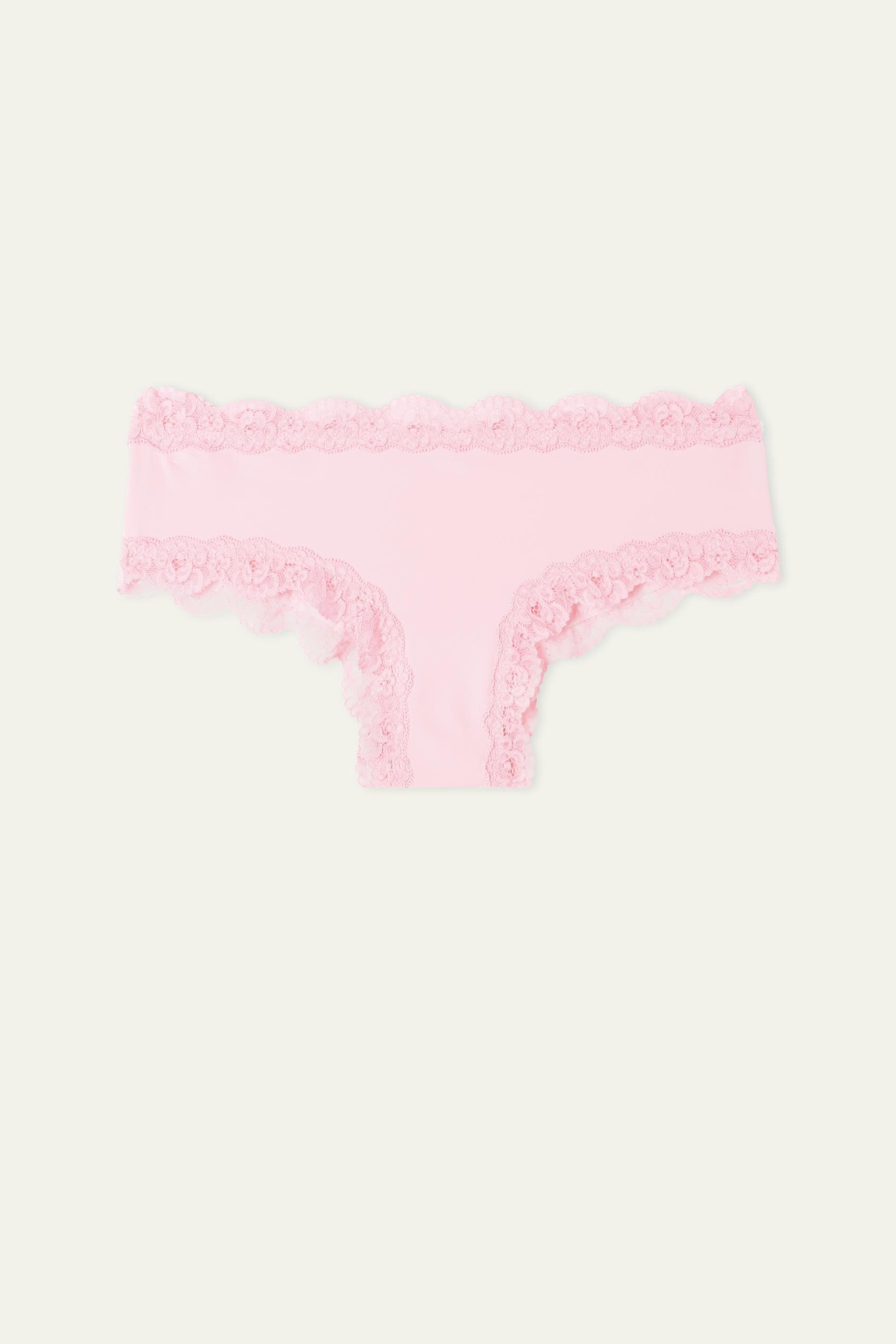 Pink Lace And Microfibre Brazilian Culotte, , large image number 2