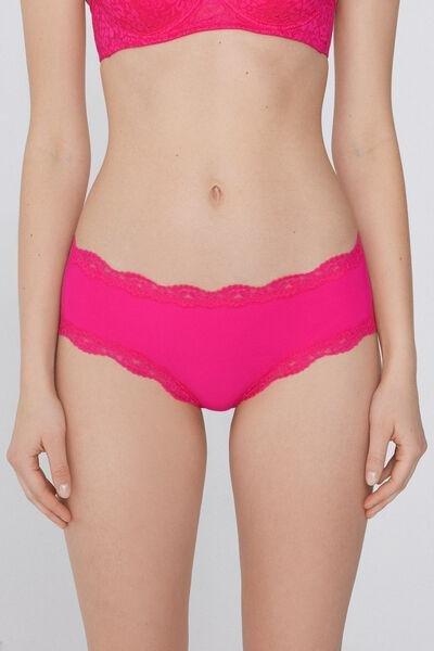 Pink Recycled Lace French Knickers, 5701_545Y, large image number 1