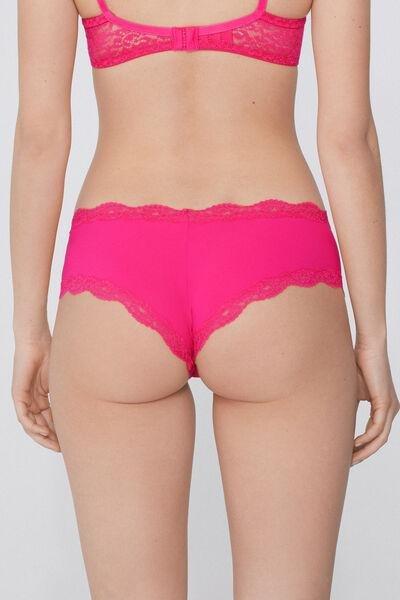 Pink Recycled Lace French Knickers, 5701_545Y, large image number 2