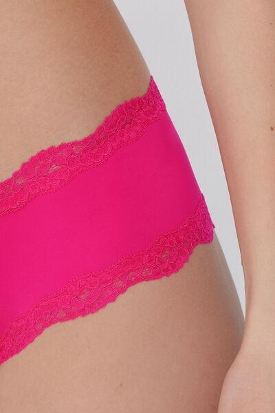 Pink Recycled Lace French Knickers, 5701_545Y, large image number 3