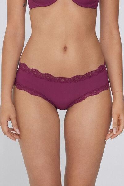 BORDEAUX Recycled Lace and Microfibre French Knickers, 5701_719Y, large image number 1
