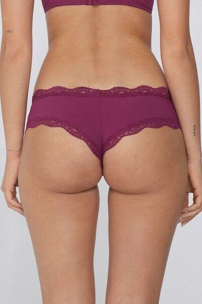 BORDEAUX Recycled Lace and Microfibre French Knickers, 5701_719Y, large image number 2