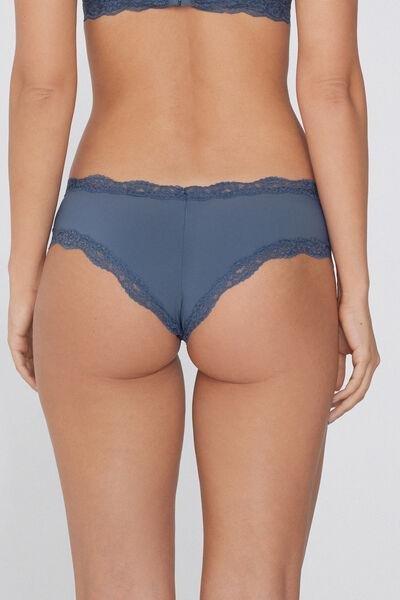 GALACTIC BLUE Recycled Lace and Microfibre French Knickers, 5701_730Y, large image number 2