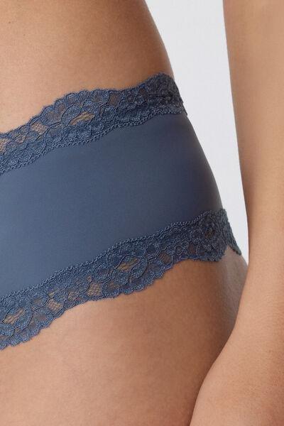 GALACTIC BLUE Recycled Lace and Microfibre French Knickers, 5701_730Y, large image number 3