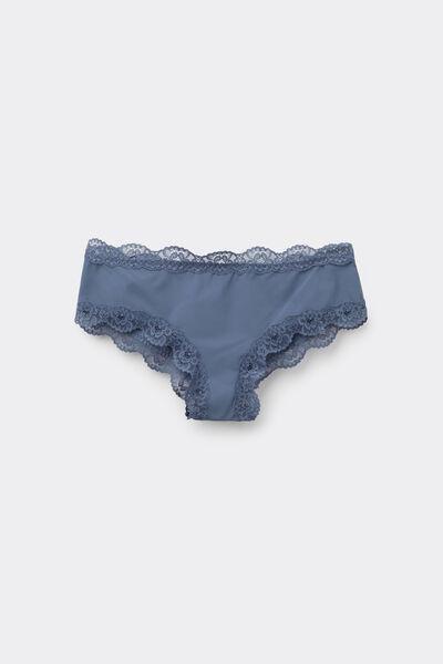 GALACTIC BLUE Recycled Lace and Microfibre French Knickers, 5701_730Y, large image number 4