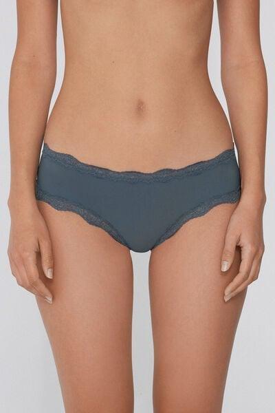 Grey Recycled Lace French Knickers, , large image number 0