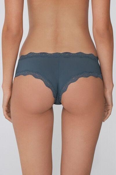 Grey Recycled Lace French Knickers, , large image number 2
