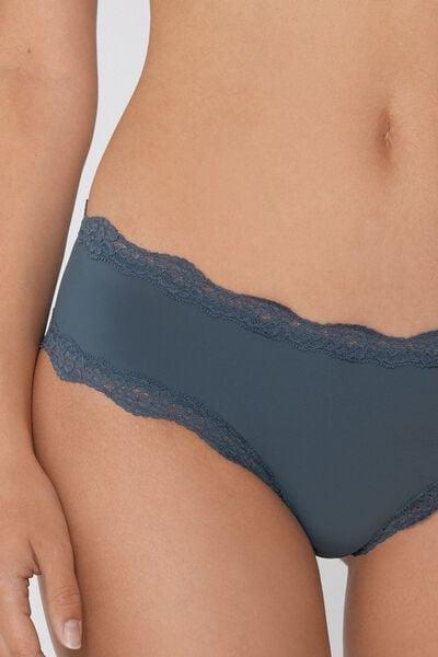 Grey Recycled Lace French Knickers, , large image number 3